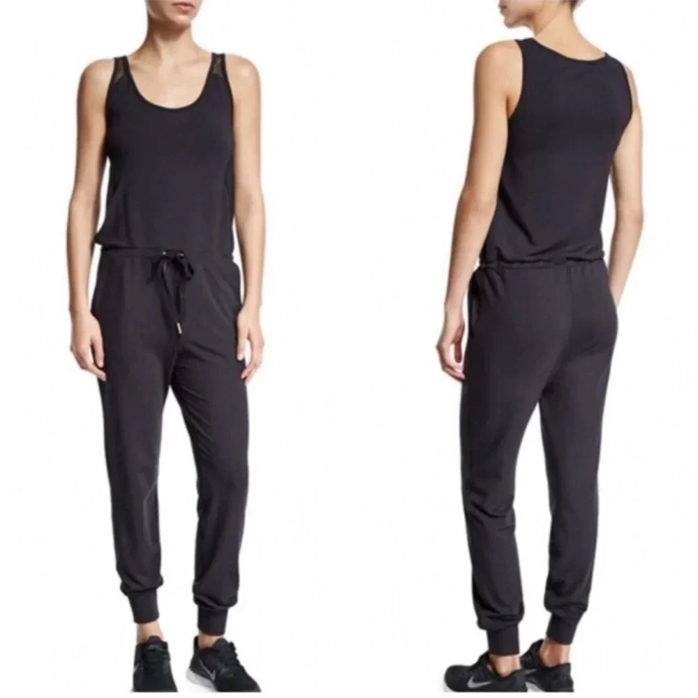 Alala Bondi Mesh Jumpsuit Size‎ XS Black Luxury Athletic Jogger Ankle